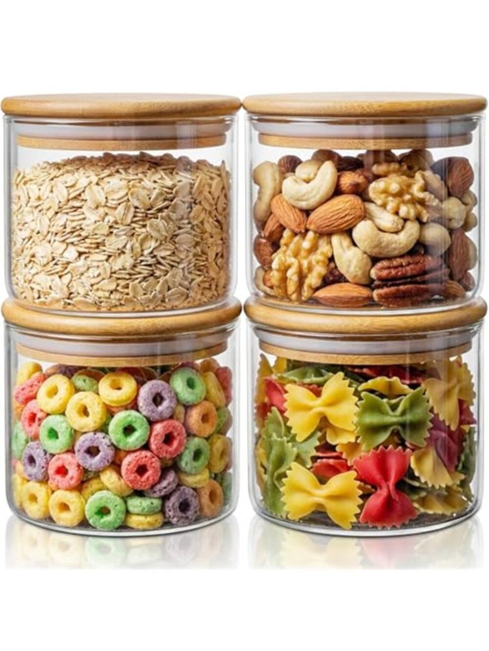 17oz - 4 Pack Glass Jars with Bamboo Lids, Glass Food Storage Containers